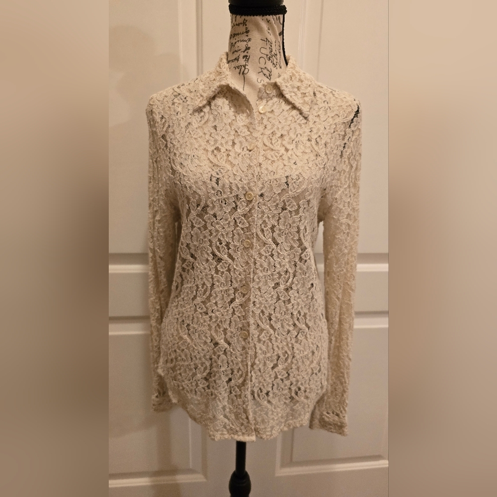 Allison Taylor Lace Cream Blouse Medium